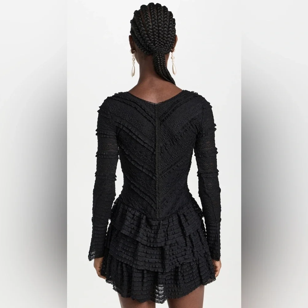 Loveshackfancy Black Textured Boreno Mini Dress New Size Small